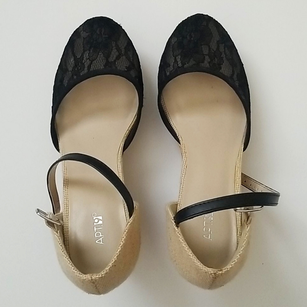 Lace & Canvas Wedge Heels- Never Worn